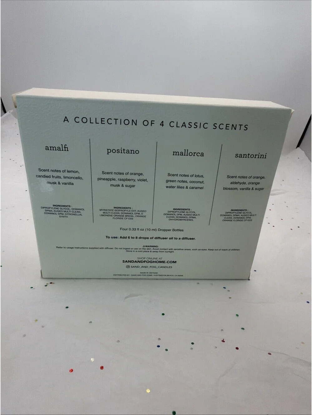SAND + FOG European Beach Collection Diffuser Oil Set 4 Pack Amalfi Positano